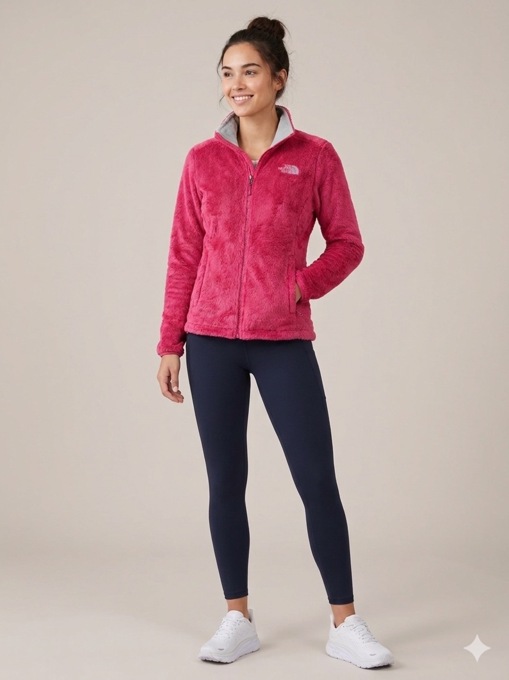 The North Face Osito Fleece Jacket Womens XS Pink Full Zip Soft Shaggy Used EUC